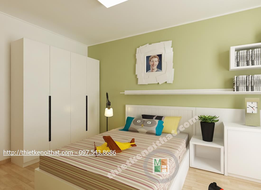 Thiết kế nội thất phòng ngủ chung cư cao cấp Golden Palace căn hộ mẫu B3 Nam Từ Liêm Hà Nội